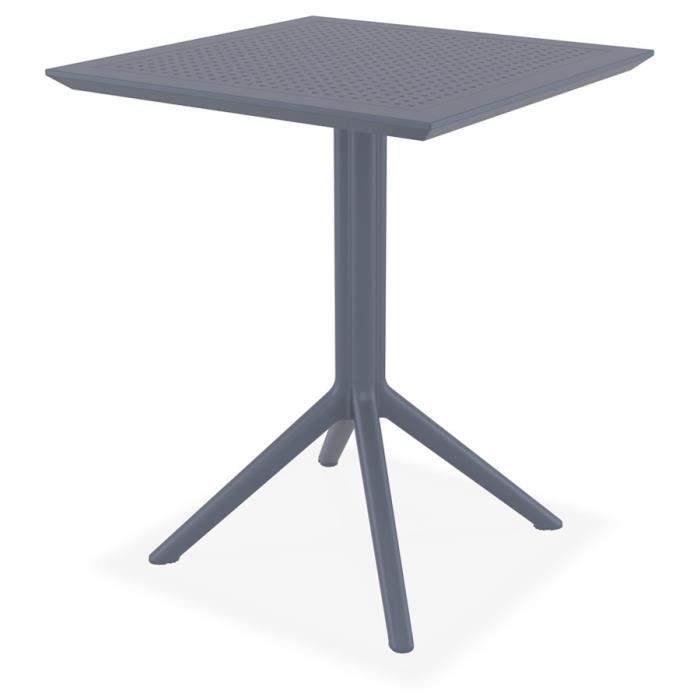 table de terrasse pliable 'foly' carrée grise foncée - 60x60 cm
