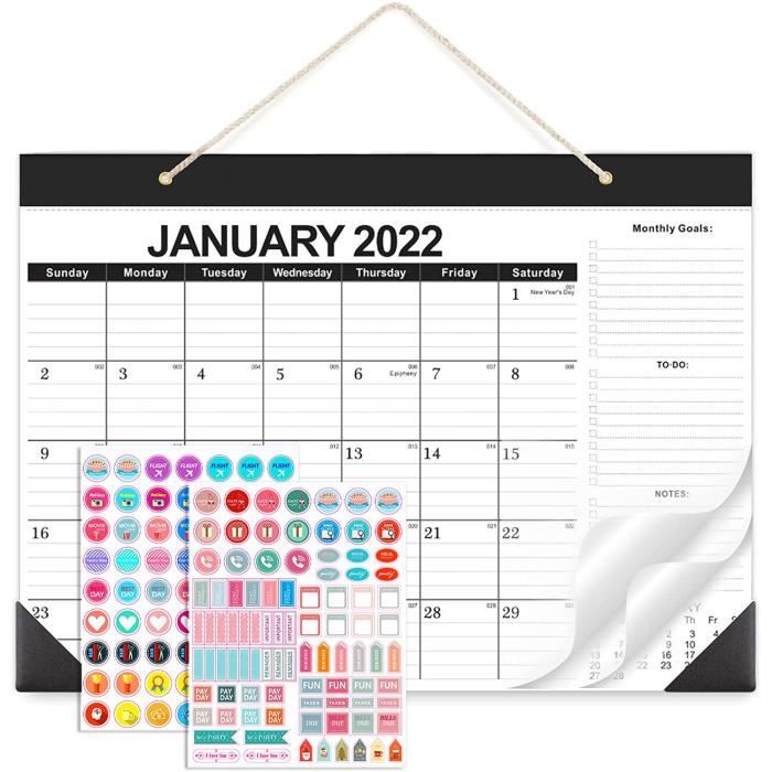 Calendrier Mural Familial 2025-2026 (juillet 2025 à Décembre 2026) - Planning Mensuel 43x30cm Avec Autocollants - Pour Maison Et Bureau
