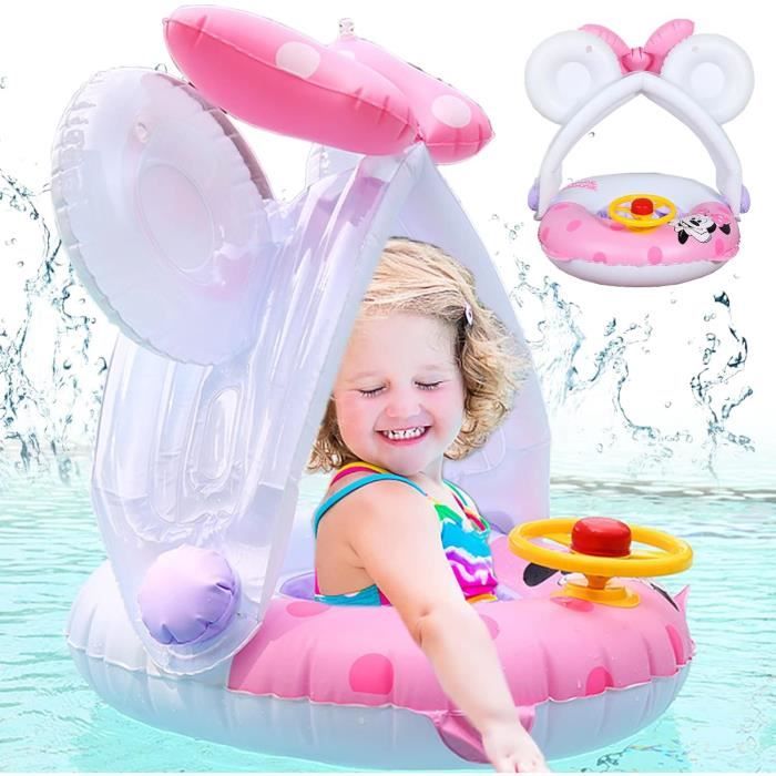 MYCARBON Bouée Bébé Piscine 6-30 Mois - Flotteur avec Pare-Soleil Amovible UPF 50+, Siège Réglable, Protection Anti-Retournement - Sport