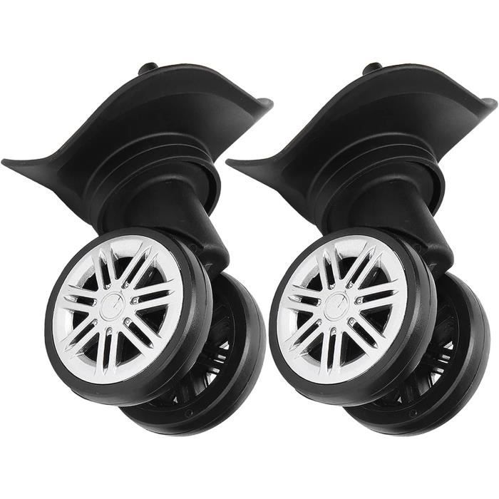 Jiawu Roues de Bagage de Rechange, 1 Paire de Roues de Bagage de Rechange, roulettes de Valise pivotantes Gauche et Droite en Nylon avec 5 Trous de vis, Rotation à 360 degrés