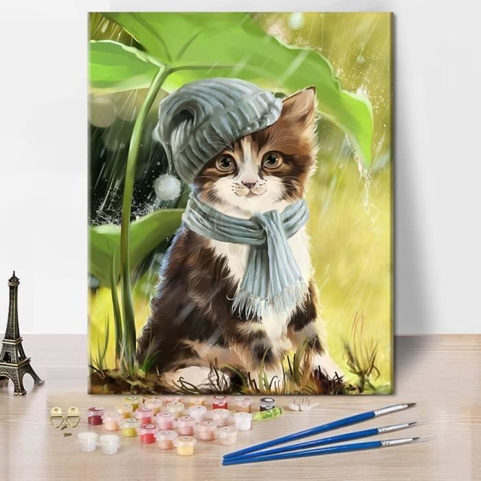 Peinture Par Numéros Chat Noir – Jardin, Paysage – 40×50 Cm – Kit Complet – TISHIRON – Débutant