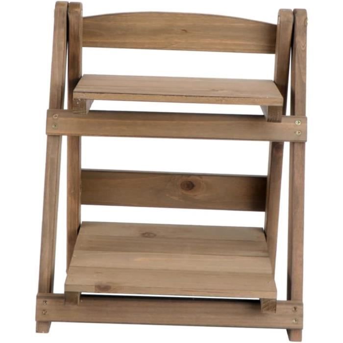Étagère Bibliothèque En Forme D'échelle - 4 Plateaux, Bois Blanc Antique - Marque Kingpower