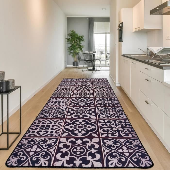 The Living Store - Tapis De Cuisine Lavable Impression Cuisine Noir 60x180 Cm 90085051