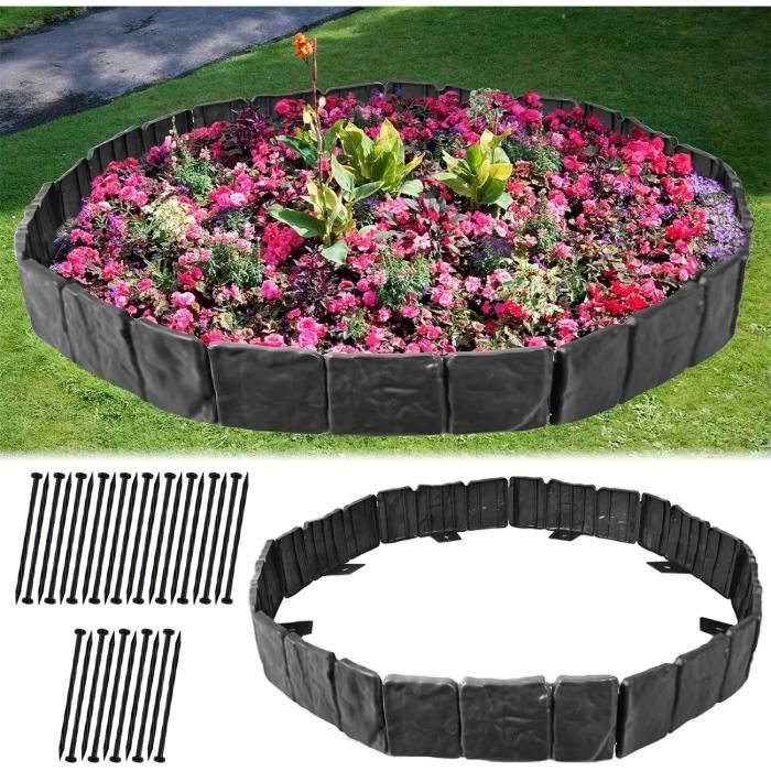 GAESHOW 20 Pièces Bordure De Pelouse En Plastique - Bordures Jardin 14cm Flexibles Sans Tranchée Pour Aménagement Extérieur