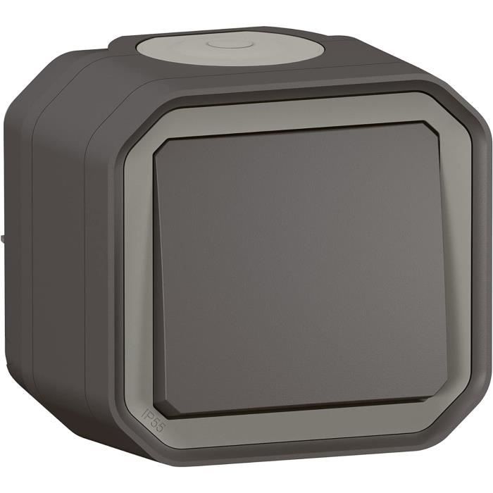 Interrupteur Etanche Legrand Plexo - IP55, Va-et-vient, 10A, Gris, Pour Extérieur/Humidité (Fabriqué En France)