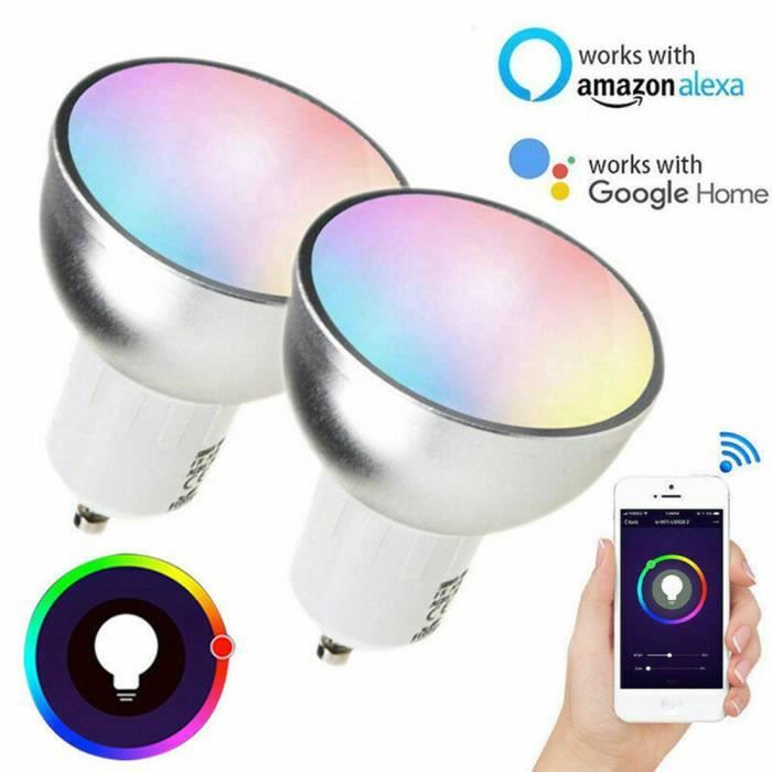 Ampoule LED GU10 Connectée WiFi RGB - Millions De Couleurs, Compatible Alexa & Google Home - Nivian Smart Life