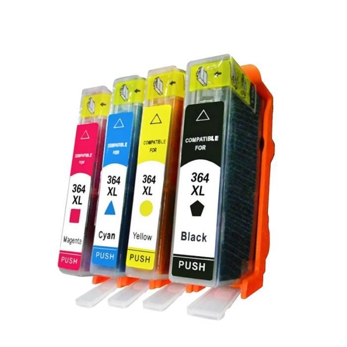 4 Cartouches Compatibles HP364 XL - Pour HP Photosmart 5510 - Niveaux Encre Visibles - Non OEM