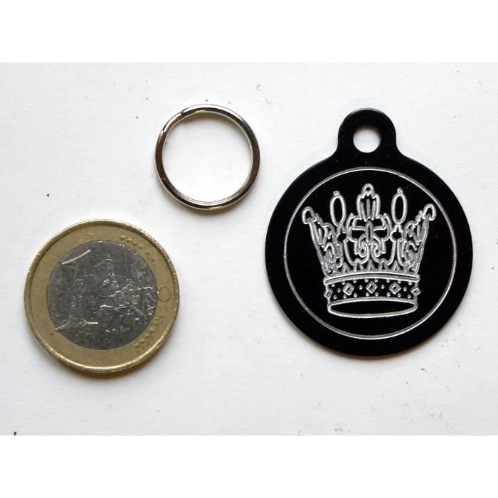 1 MÉDAILLE gravée pour chien ROYALE couleur NOIRE gravure 1 face personnalisation