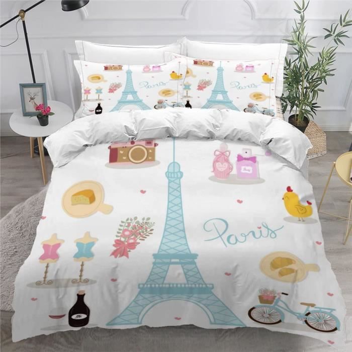 Housse De Couette Enfant Lapin 3D - Microfibre Douce - 90x190cm + Taie Oreiller
