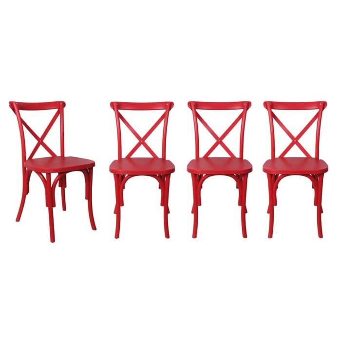 Chaise Lot Chaise bistro chaise Cafe Chaise de jardin 4 tageusement rouge en plastique empilable 