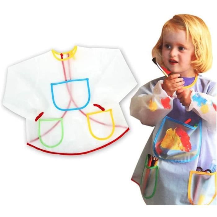 Tablier Peinture Enfant Bebe Blouse Peinture A Maches Longues Pour Enfant Bavoir Plastique Impermeable Avec 3 Poches Multi Usage Cdiscount Beaux Arts Et Loisirs Creatifs