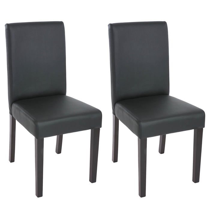 Lot de 2 chaises de séjour Littau ~ simili-cuir noir mat pieds foncés Lot de 2 chaises de séjour Littau ~ simili-cuir noir mat pieds foncés