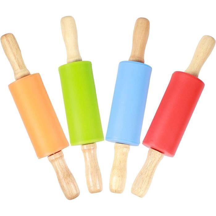 DeWin Rouleau à Pâtisserie, 4 Pcs Mini Rouleau À Pâtisserie Manche