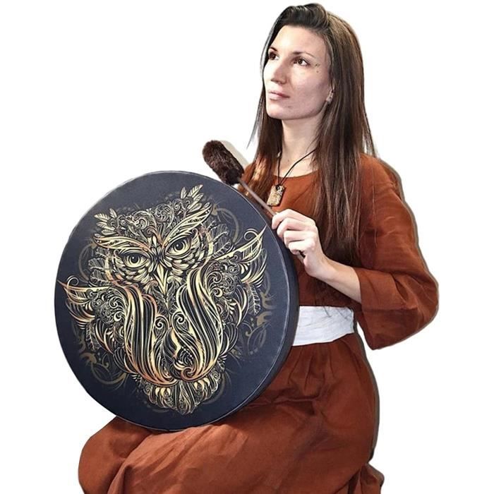 Tambour de chaman, Tambour chamanique Fait à la Main avec,Fait à la Main Mère de la Vie Musique spirituelle pour décor de méditation