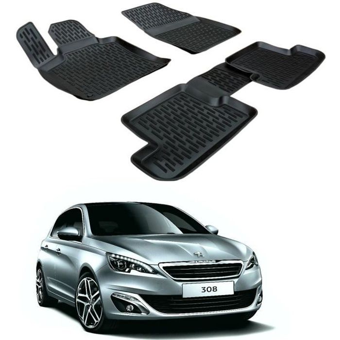 Kit De 4 Tapis De Sol Caoutchouc Noir Pour Peugeot 2008 I (2013-2019) - Marque Wielganizator, Neuf