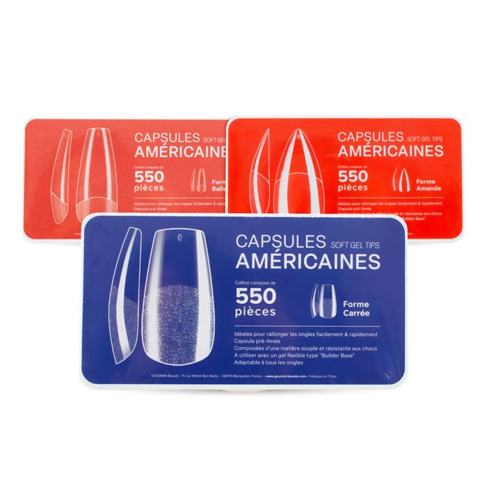 Capsules Pose Américaine 550 pièces 10 tailles - forme carré