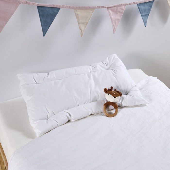 Oreiller Bébé Plat Anti-acariens - Confort Moelleux - Traitement Anti-acariens