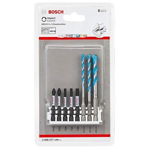 Bosch Professional 8 pièces Assortiment de tournevis et de forets multi-usages Impact Control (Pick and Click, HEX-9, accessoires de