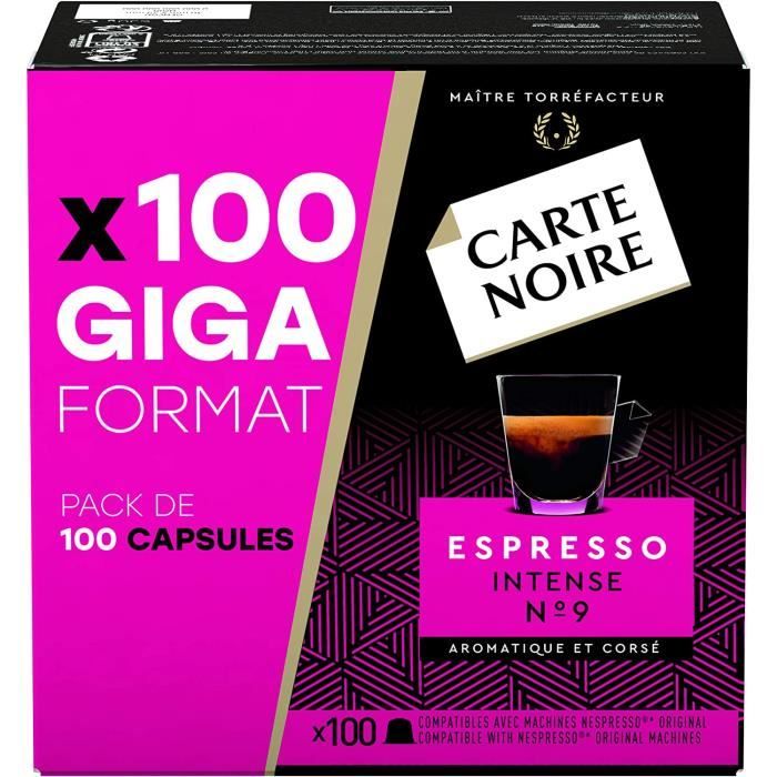 CARTE NOIRE - Café Espresso Intense N°9 Compatibles Nespresso - Paquet de  100 capsules - Cdiscount Au quotidien