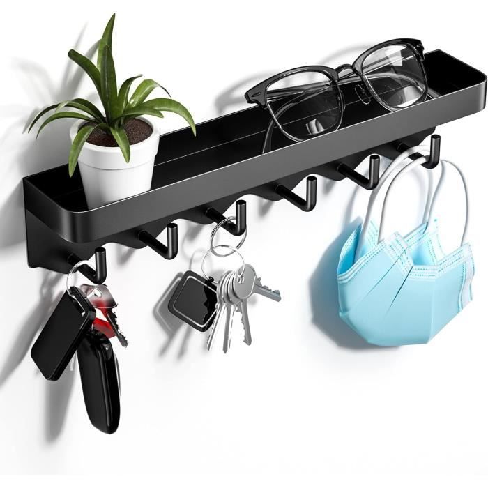 Porte Clé Mural à 6 Crochets, Petit Accroche Clef Mural Sans Percer Boite A Clefs Murale Decorative Pour Rangement Des Cles Et Courrier A Lentree Raccrocher Ustensiles De Cuisine Blanc 90502545