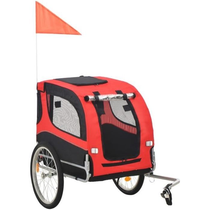 FAS Remorque de vélo pour chiens Rouge et noir-N°1884