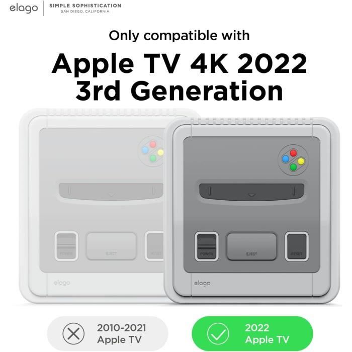 elago T4 Coque Compatible avec Apple TV 4K 3ème Génération 2022 Étui - Avec Découpe Capteur IR et Découpe LED Pas pour les Modèle