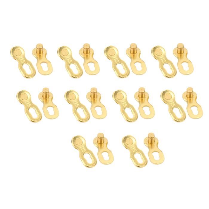 Attache Rapide Pour Chaîne De Vélo 11 Vitesses – Lot De 2 Paires En Acier Inoxydable, Solide Et Facile à Poser Sans Outil (Or)