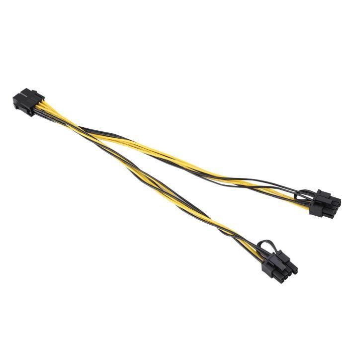 Câble Adaptateur Alimentation GPU 8 Broches Vers 16 Broches (4+12) - 12 Cm, 16 AWG - Compatible Nvidia - 11
