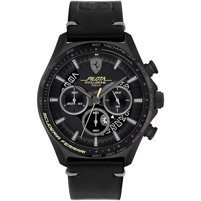 Ferrari - Montre Hommes - Quartz - Chronographe - Bracelet Cuir Noir - 0830823