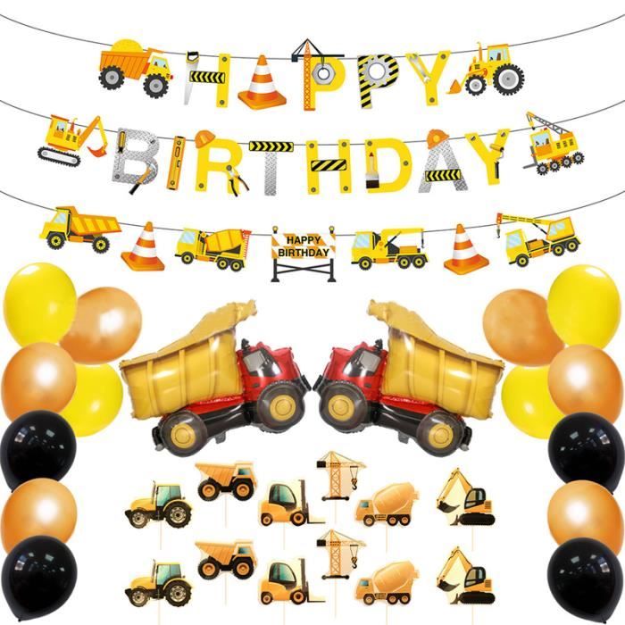 Ensemble Decoratif Sur Le Theme De Fete D Anniversaire D Enfants De Camion De Construction De Pelle De 35 Pcs Pour La Decoration Cdiscount Maison