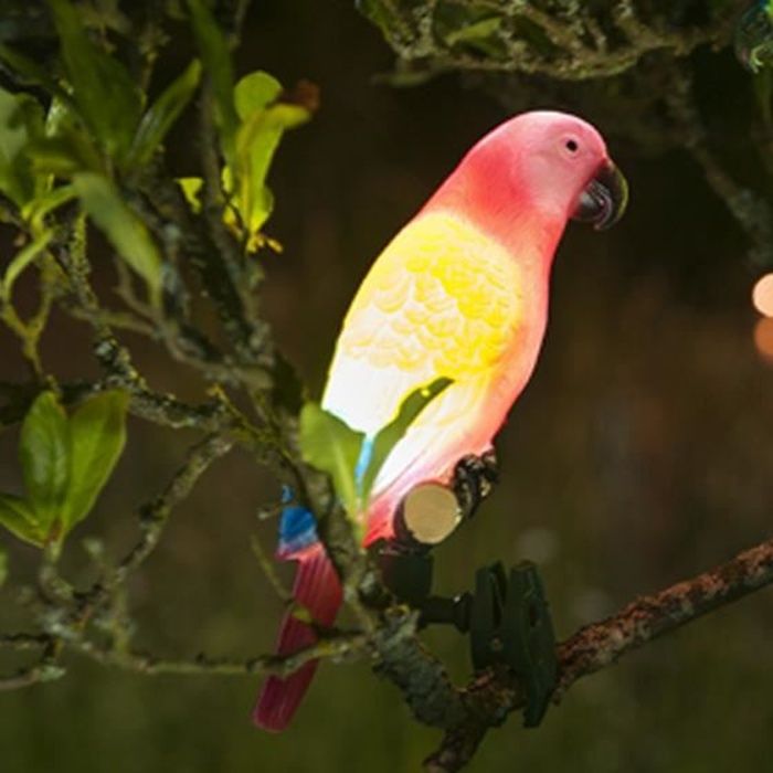 Perroquet lumineux solaire clipsable Rouge