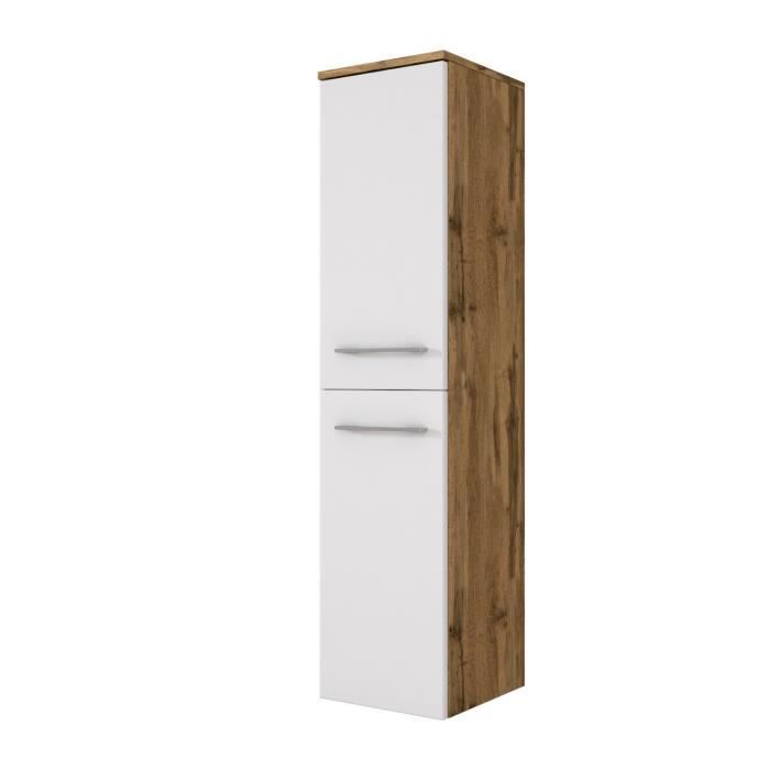 Colonne Sefa en décor chêne et blanc avec 2 portes et 2 étagères. Réalisé en panneau de particules mélaminé et muni dune façade... Colonne Sefa en décor chêne et blanc avec 2 portes et 2 étagères. Réalisé en panneau de particules mélaminé et muni dune façade...