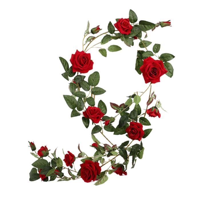 Bangcool 2 PCS Vigne Artificielle Décorative Rose Fleur Vigne Suspendue  Vigne pour la Fête De Mariage 
