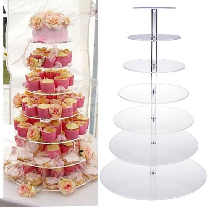 SUPPORT POUR GATEAU présentoir gâteau 7 niveau cercle clair autour  anniversaire de mariage - Cdiscount Maison