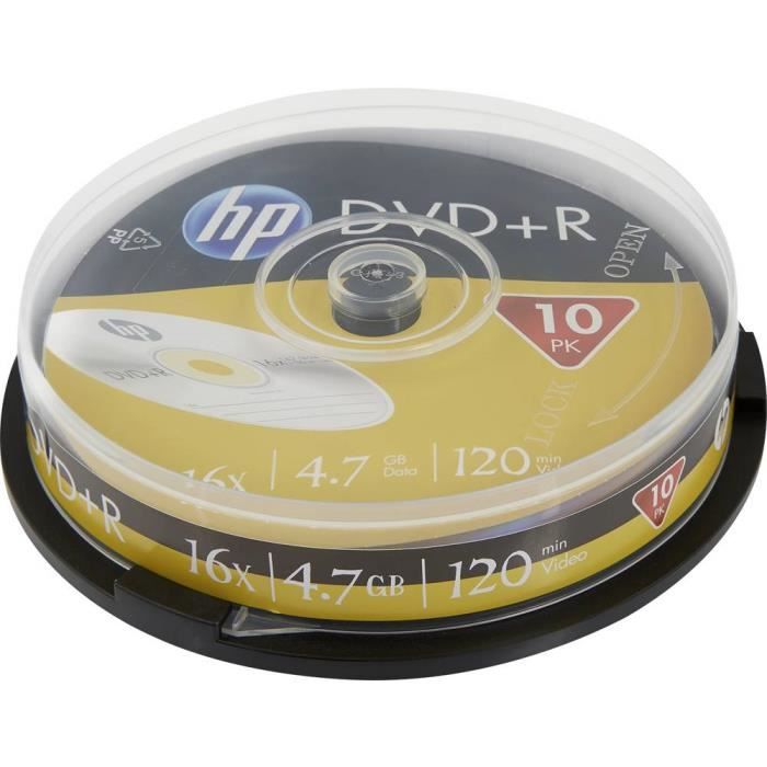 HP DVD+R 4.7 Go 120 min 16x Cakebox de 10 - vue 2