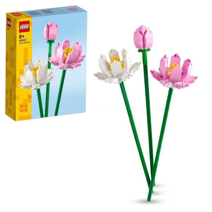 LEGO® 40647 Creator Les Fleurs de Lotus Kit de Construction pour Filles et Garçons Dès 8 Ans avec 3 Fleurs Artificielles