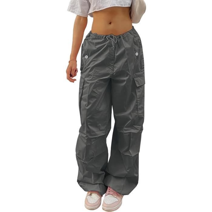 Pantalon De Sport Femme Patchwork Cargo Baggy - Taille Haute, Coupe Ample, Stretch, Avec Poches
