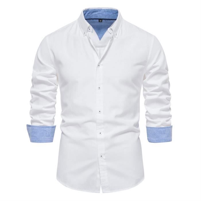 Chemise Homme Goodfellow – Manches Longues, Boutonnée, Motif Vichy Gris Et Blanc, Taille M