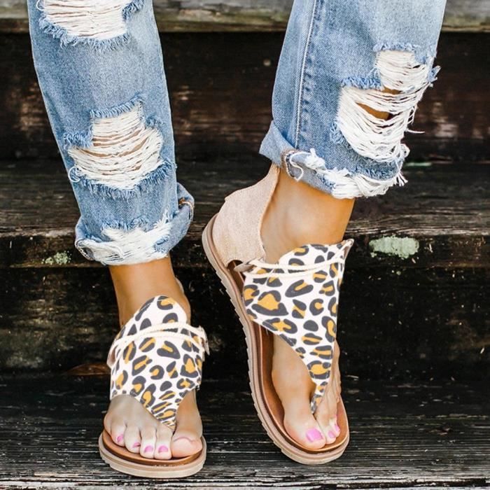 Sandales plates leopard online