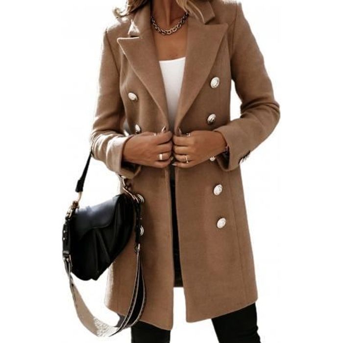 Veste En Peluche Longue Femme – Manteau Polaire Élégant à Revers Et Boutons, Trench Douillet Automne/Hiver Avec Poches