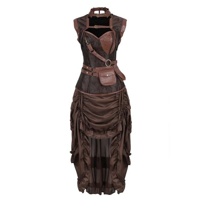 Corset Steampunk Femme - Bustier Gothique Vintage En Dentelle Avec Lacets
