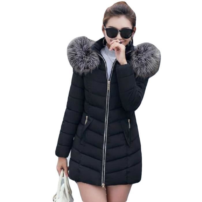 Doudoune Femme Uni Manteau Femmes Veste pour Fausse Fourrure a capuche Blouson Noir Grande VeTements BK44A noir Noir Cdiscount Pret a Porter