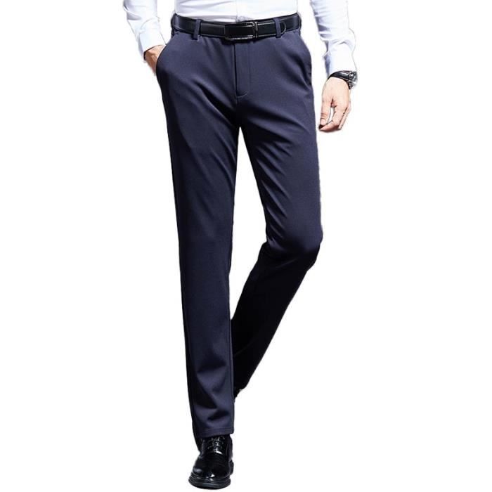 Pantalon Costume Homme En Coton – Coupe Droite Avec Stretch – 5 Poches – Pour Travail, Serveur, Occasions Formelles - 7