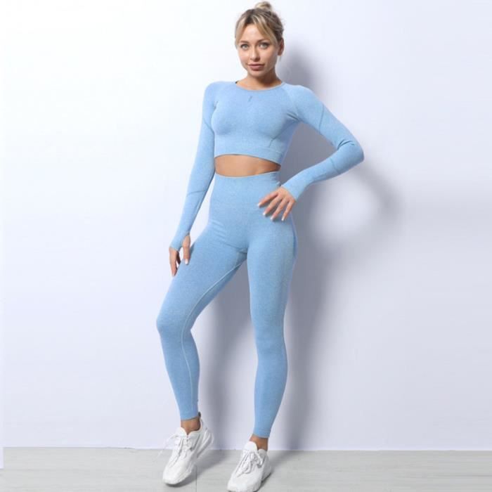 Ensemble de vêtements de sport pour femme - Yoga respirant pour l'automne  et l'hiver - Bleu GO™ Bleu - Cdiscount Sport
