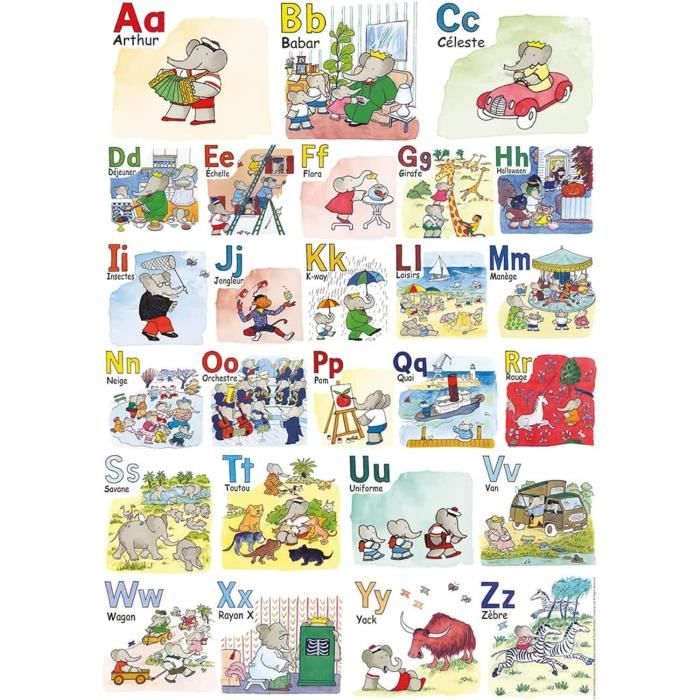 Puzzle 1000 pièces L'abécédaire de Babar - Adultes et enfants dès 12 ans - Collection Mes Héros - 87