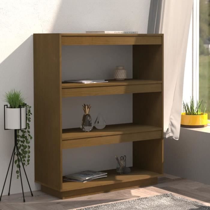 LVL - MEUBLE ETAGERE - Bibliothèque-Séparateur de pièce Marron miel 80x35x103 cm Pin(7108)