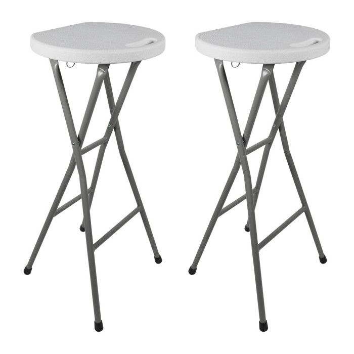 Lot de 2 Tabourets pliants avec effet velours - Gris | Leroy Merlin