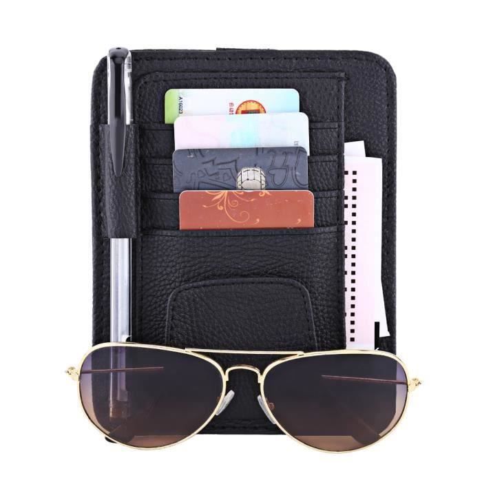 Organiseur De Pare-Soleil De Voiture Multi-Poches - Rangement Visor Gris Pour Cartes, Clés, Téléphone Et Accessoires