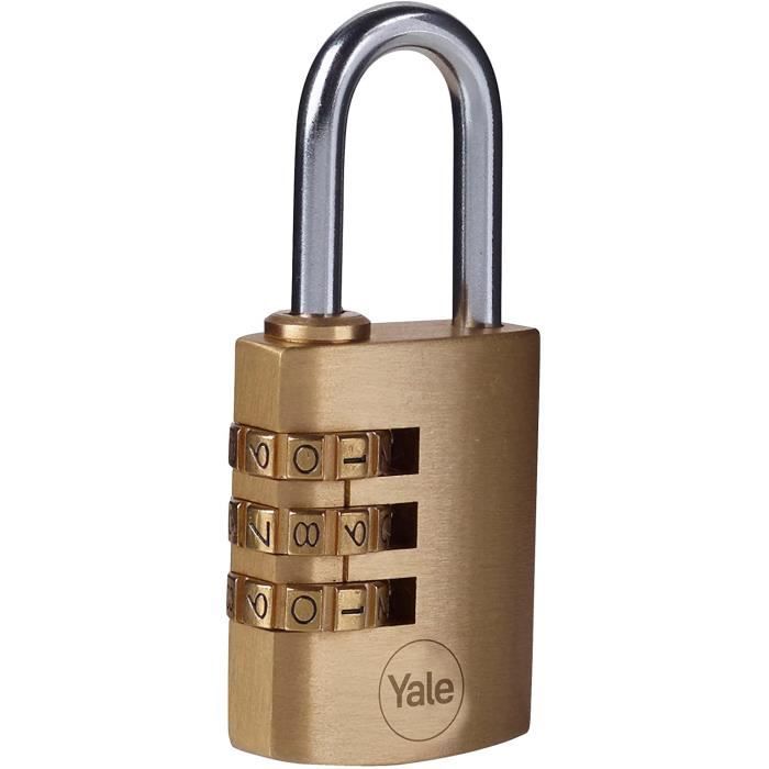 Cadenas a Code - YALE - YTP1/32/119/1 - Gris - Combinaison Programmable 3 chiffres homologué TSA
