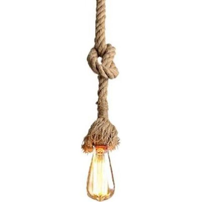 E27 Rétro Lampe Suspension en Corde de Chanvre 1M Vintage Style Rustique Luminaire pour Restaurant Bar Cafe Lighting